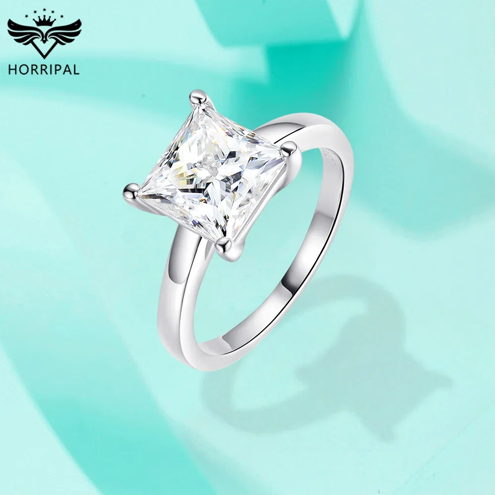 

Princess Moissanite Ring for Women Pure Silver Plated 18k White Gold Sparkling Wedding Ring Eternity Band High Quality Jewelry