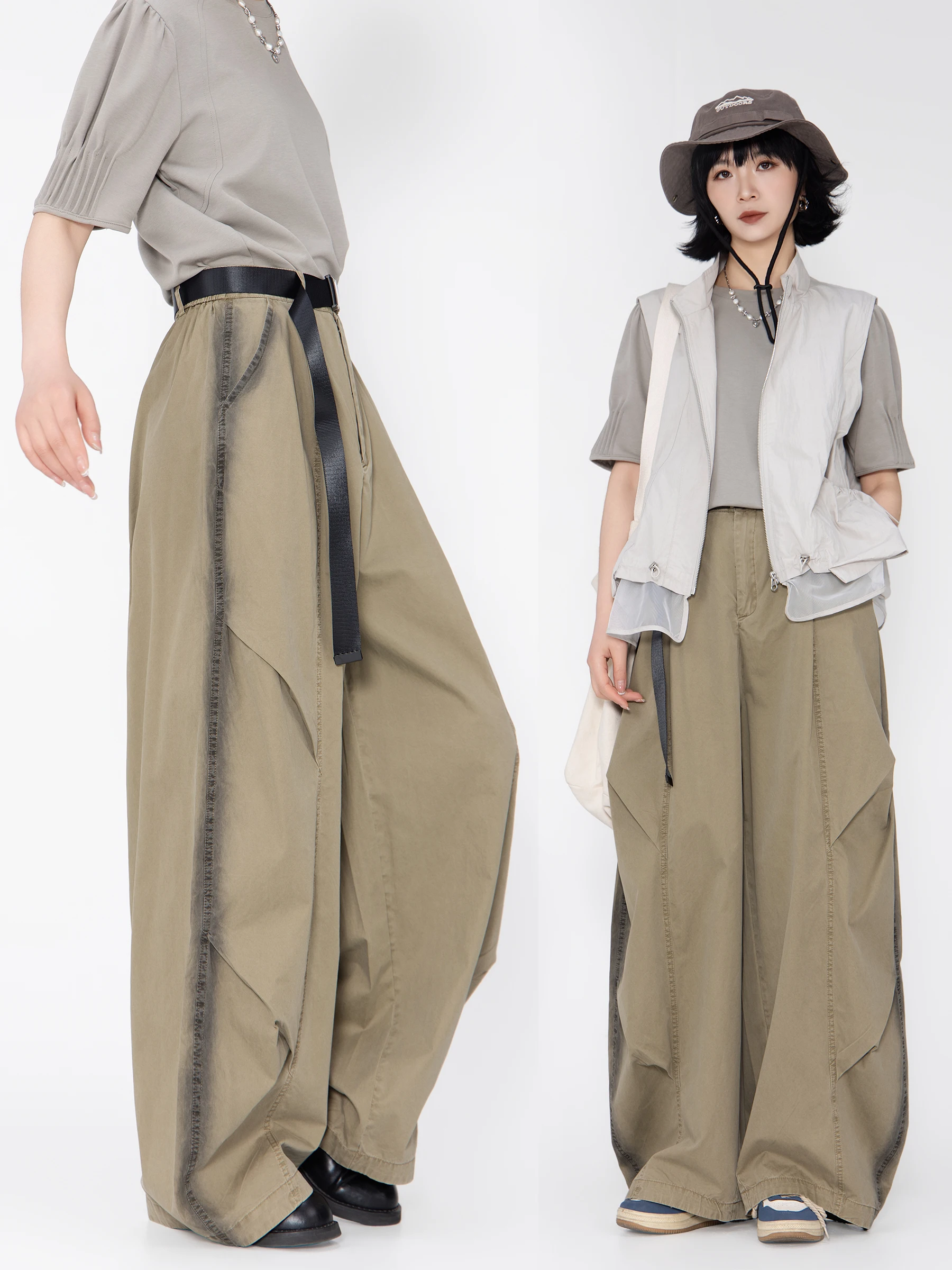 

Bookru Jungle Pants High Waist Wide Leg Casual Outdoor Lightweight Spring Summer New Style Sporty Loose Fit Women's Trousers