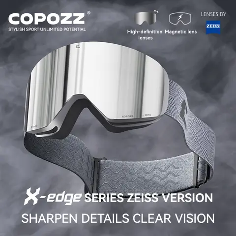 COPOZZ X-edge 남성 여성 자석 스키 고글 Zeiss 렌즈 장착 성인용 김서림 방지 스키 안경 UV400 보호 스노우보드 아이웨어