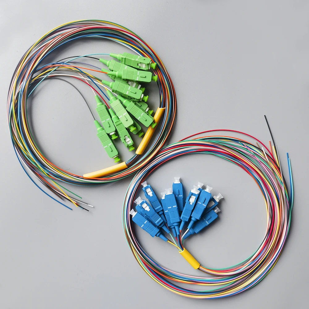 SC UPC/APC-Fibre Optique FTTH Simsake 0.9mm, 12 Faisceaux, Mode Unique 9/125 m, 12 Cœurs, Couleur Bunchy Pigtail Fibra Optica, 1.5