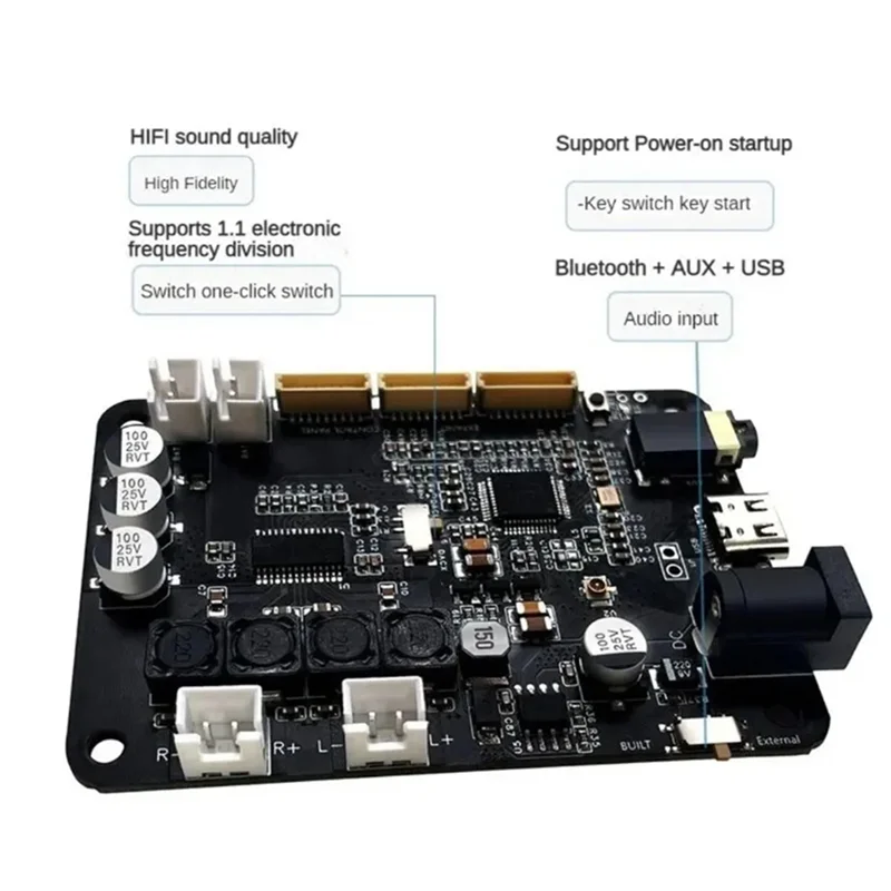 AA87 Dsp2.0 Bluetooth 5.0 Penguat Daya Stereo 15Wx2 Divisi Frekuensi Elektronik Tws Pasangan 2.0/1.1 Aux + USB Tahan Lama Mudah T