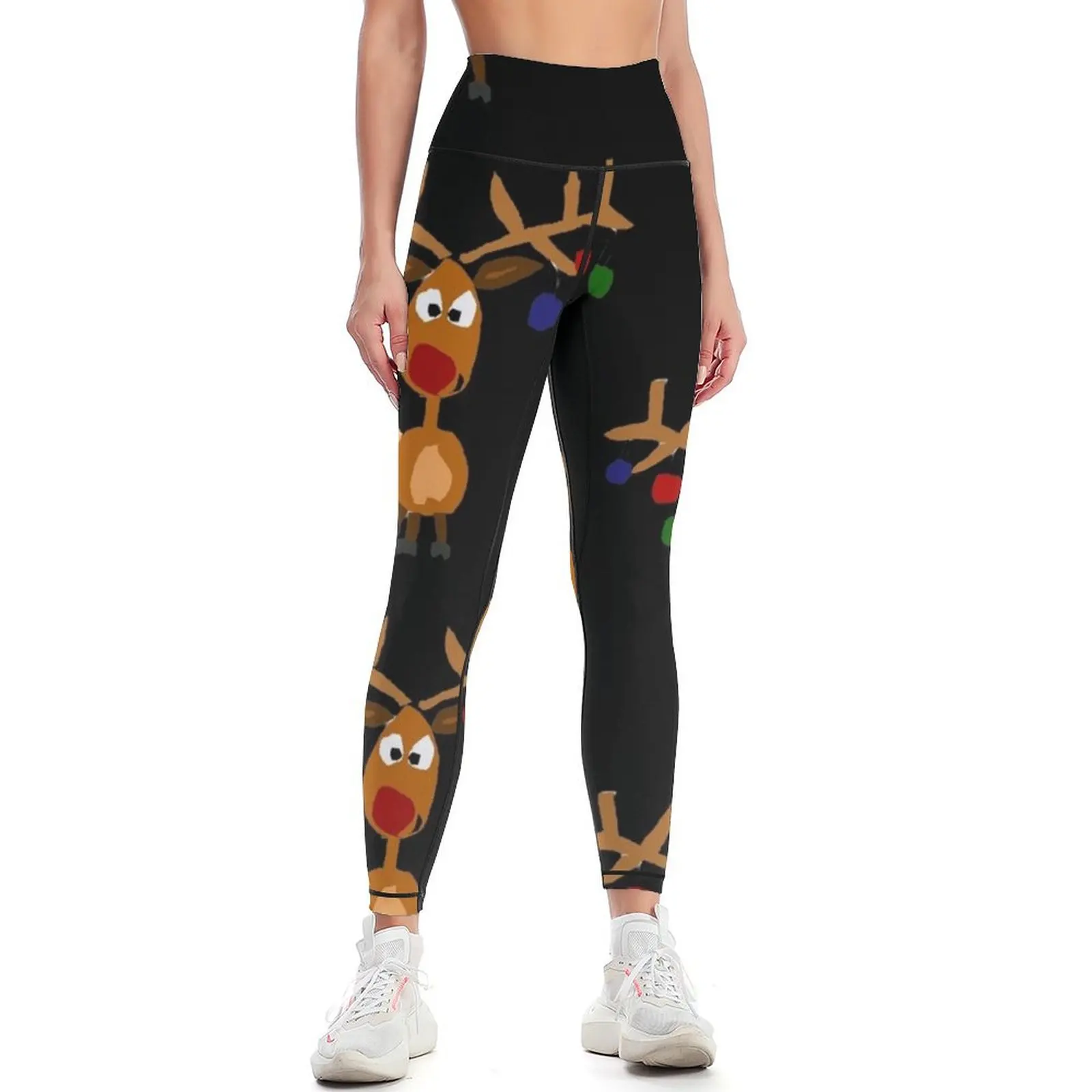 

Awesome Rudolph Red Nosed Reindeer Christmas Art Leggings gym pants Leginsy push up gym womans joggers for Womens Leggings
