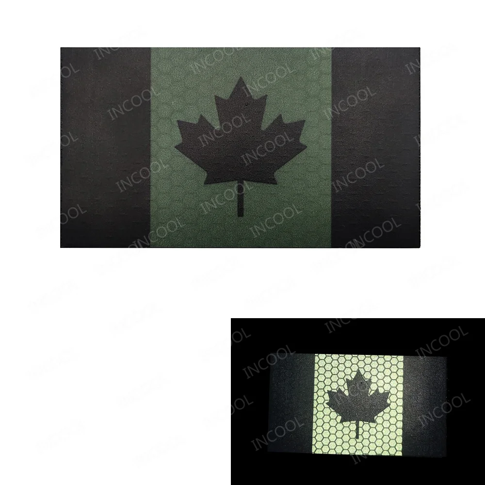 Canada Flag IR Reflective Embroidered Patch Maple Leaf Canadian Flags Patches For Backpack Appliqued