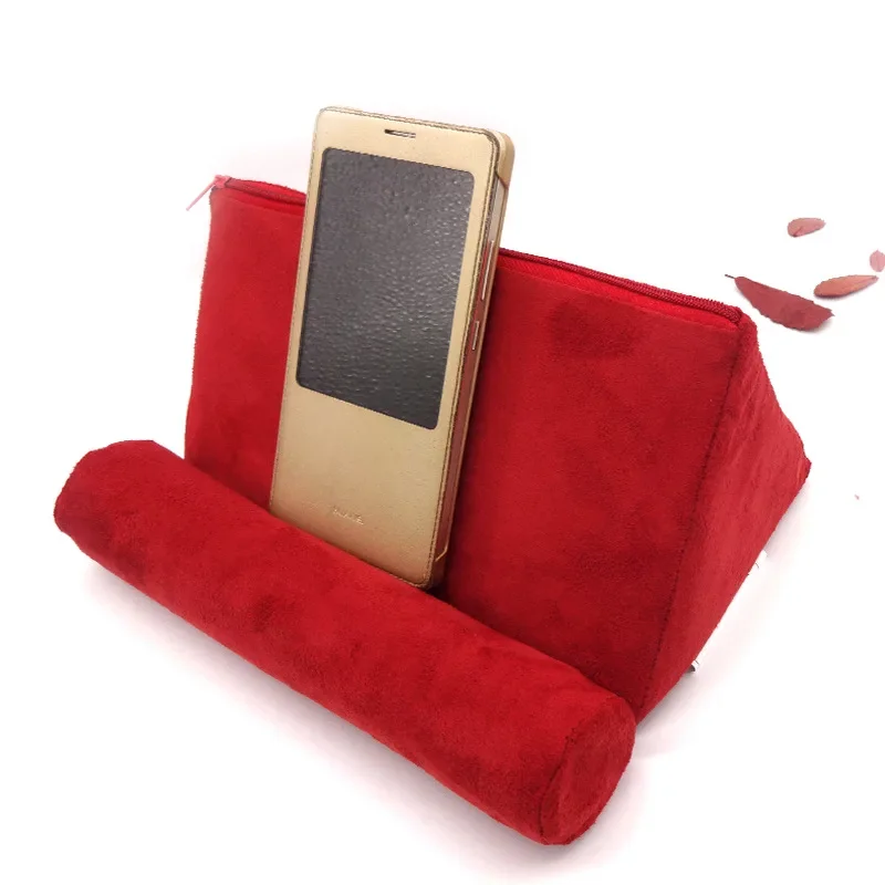 Suporte de Almofada Multifuncional para Tablet e Celular, Ergonômico, Triangular, Almofada de Cama em Camurça Macia para iPad e E-reader