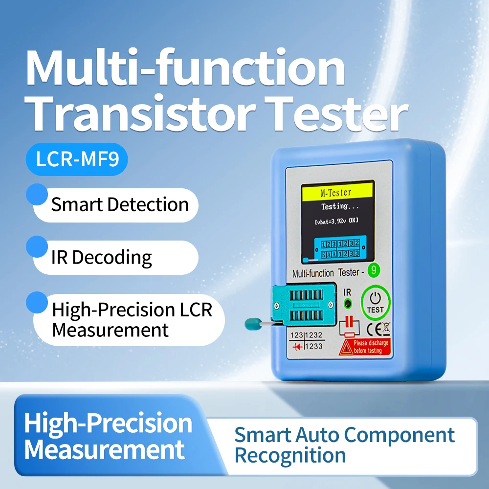 LCR-MF9 1.8-inch TFT LCD Display Multimeter Transistor Tester for Diode Triode Capacitor Resistor MOSFET NPN PNP Triac MOS