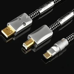 HiFi Audio Decoder DAC Data Line USB A to B Type C Digital Cable for Amplifier Mobile Phone Sound Card PC
