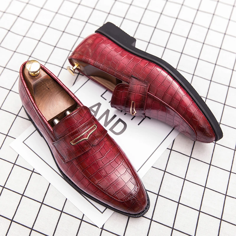 

2024 Men's Shoes Leather Men's Casual Shoes Business Official British Luxury Men's Lefu Shoes Men's Red Large Sizes 38-48