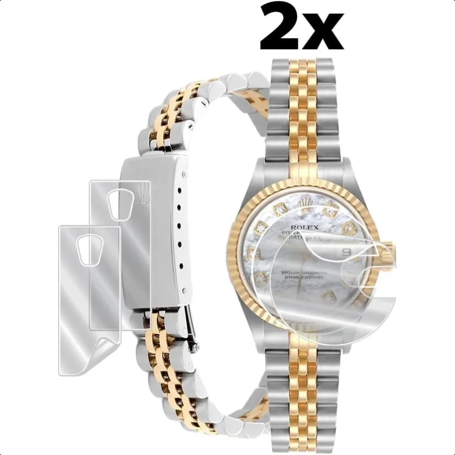 IPG لساعة رولكس ليدي ديتجست أويستر الذهبية واقي شاشة هيدروجيل 2 وحدة + واقي مشبك (وحدتان) غير مرئي عالي الدقة