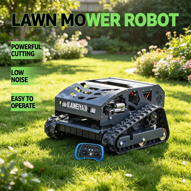 Customized Remote Control Lawn Mower Fits Orchard Rows, Under Solar Panels & Greenhouse, No Damage To Facilities.