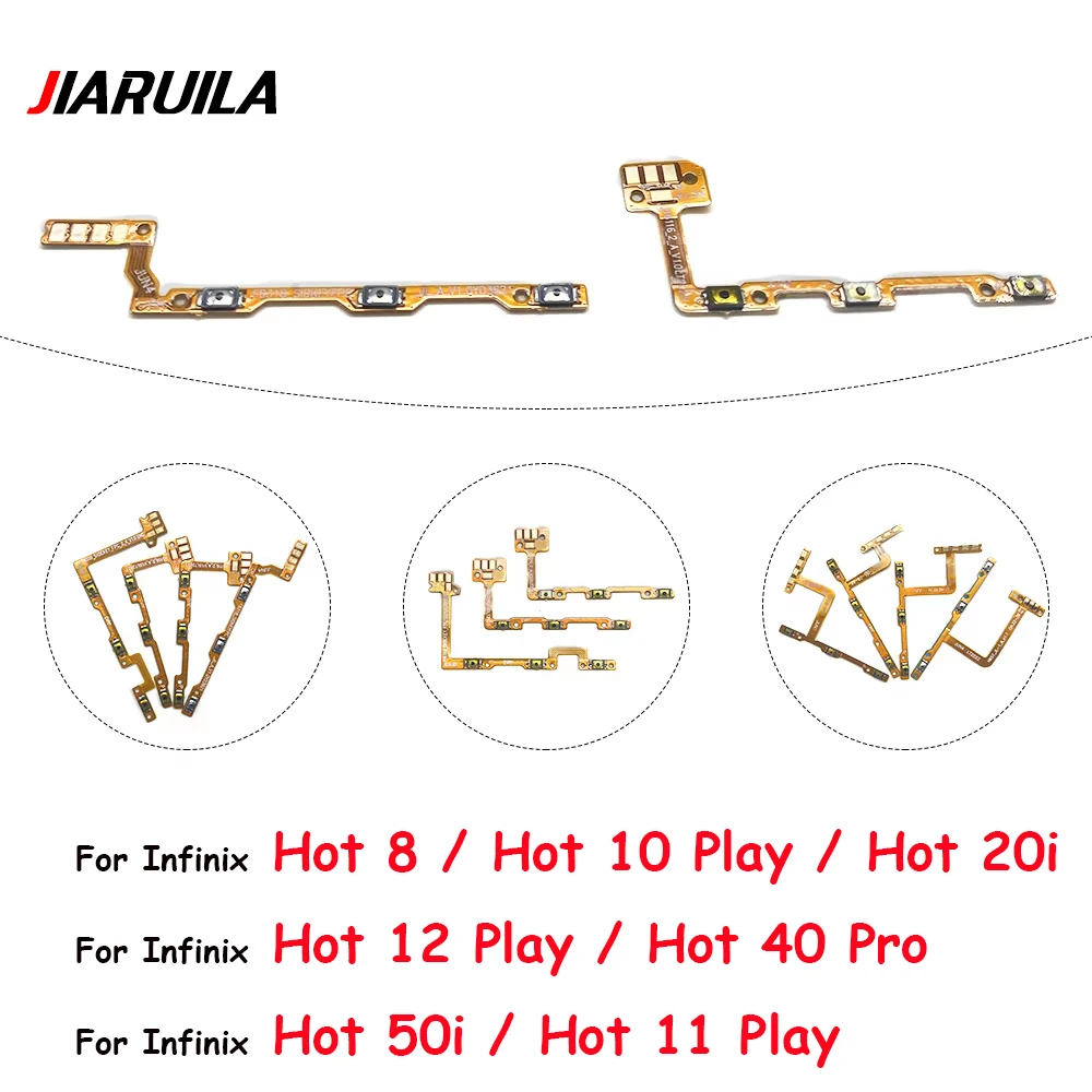 20Pcs Power Switch On/Off Button Volume control Key Flex For Infinix Hot 8 10 Play 10 X682B 10T 11 Play 11 11S 12 Play 20i 40