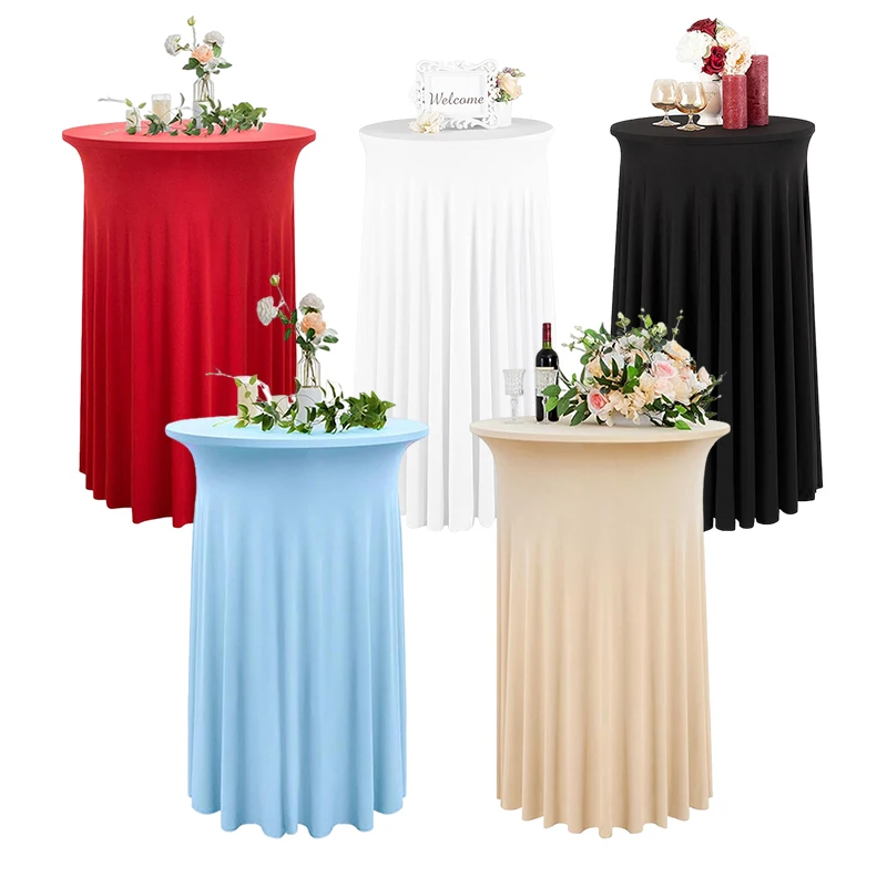 

60/80X110Cm Round Spandex Cocktail Tablecloth Skirt Elastic Round Table Cover High Top Table Bar Outdoor Wedding Party Banquet