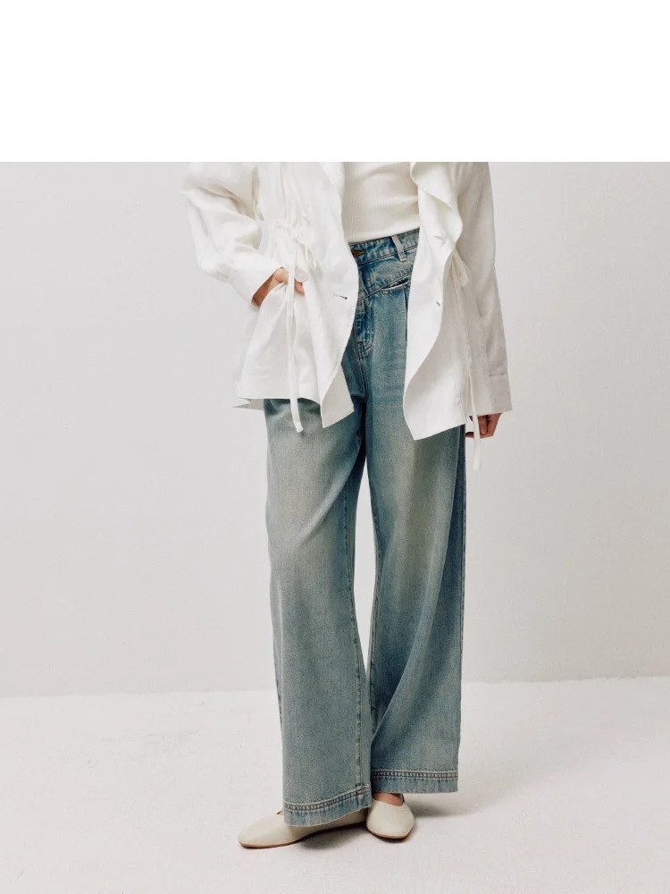 

Джинсы LIHAN Commuter прямого кроя, винтажные, из хлопка, комфортные, свободного кроя, для весеннего сезона, повседневные, с высокой талией, широкие штанины