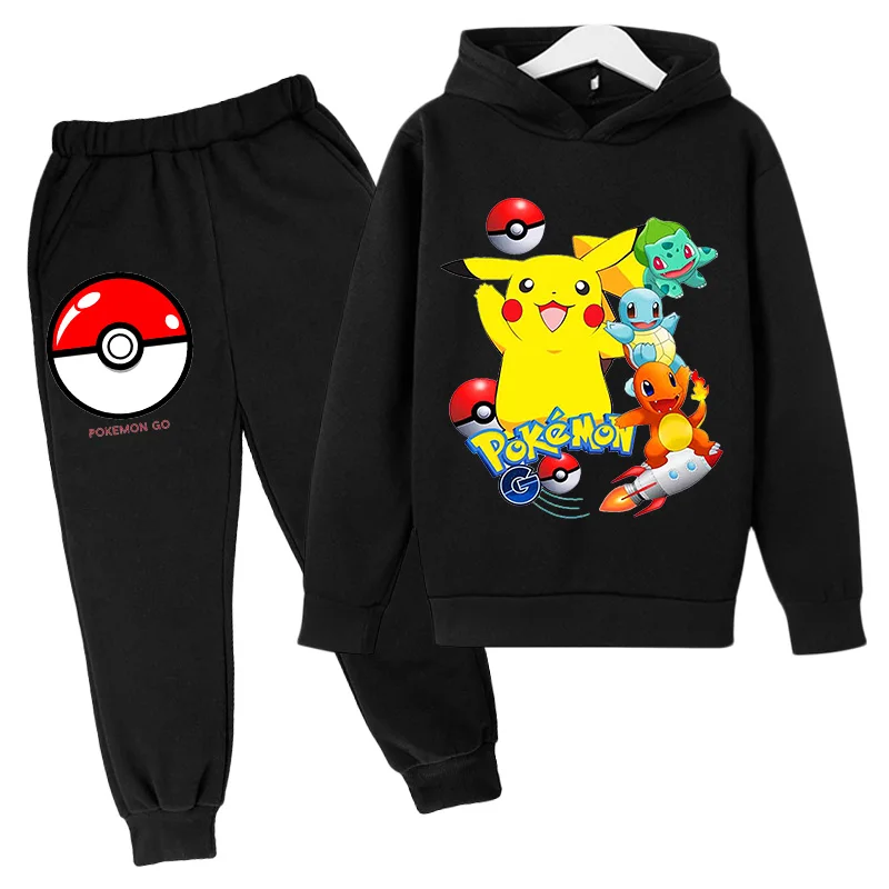 Pikachu sweat à capuche garçon fille sweat à capuche costume coton enfants vêtements de sport à capuche ensemble pantalons garçons vêtements 2 Pez 4 5 6 7 8 9 10 11 12 13 14 Y