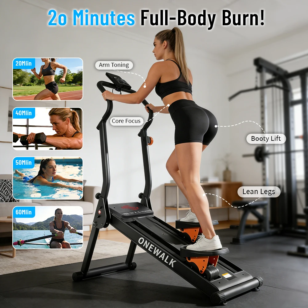 High-Resistance 3-in-1 Stair Climber Machine Compact Home Stepper Incline Walker Glute Burner Quiet Cardio Fitness Equipment