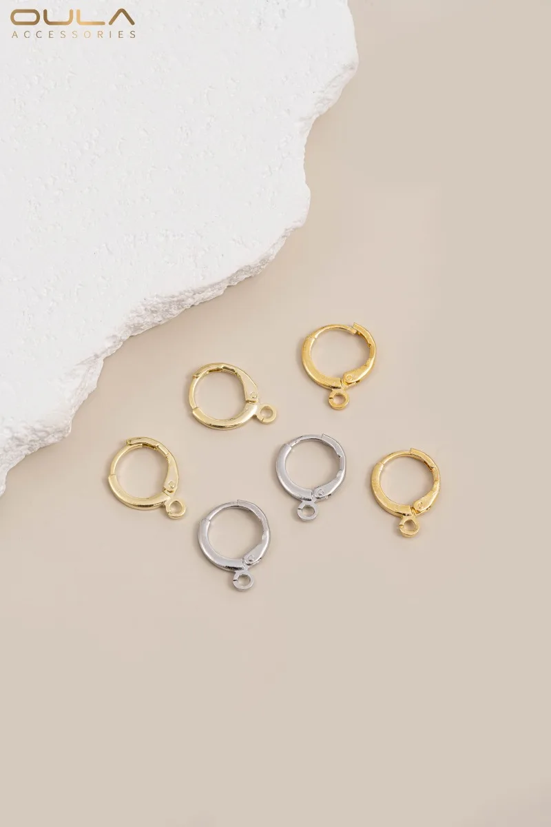 

1pair Copper-clad Real Gold 14K, Light Gold 18K, Real Gold Round Ear Clips, European-style Ear Buckles, Diy Earrings Accessories