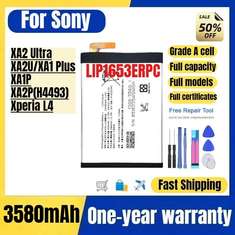 LIP1653ERPC for Sony  XA2 Ultra/XA2U/XA1 Plus/XA1P/XA2P(H4493)/Xperia L4 Mobile Phone Battery Replacement Bateria Grade A Cel