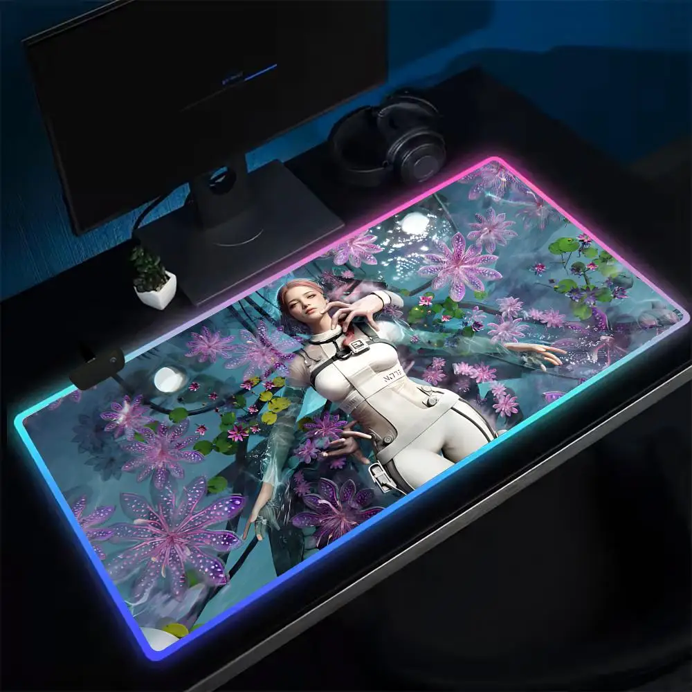 Gamer O-Once H-Human Mouse Pad Anime Gaming Mouse Pad LED Table Pads Backlit Rubber Desktop XXL Mousepad RGB Desk Mats