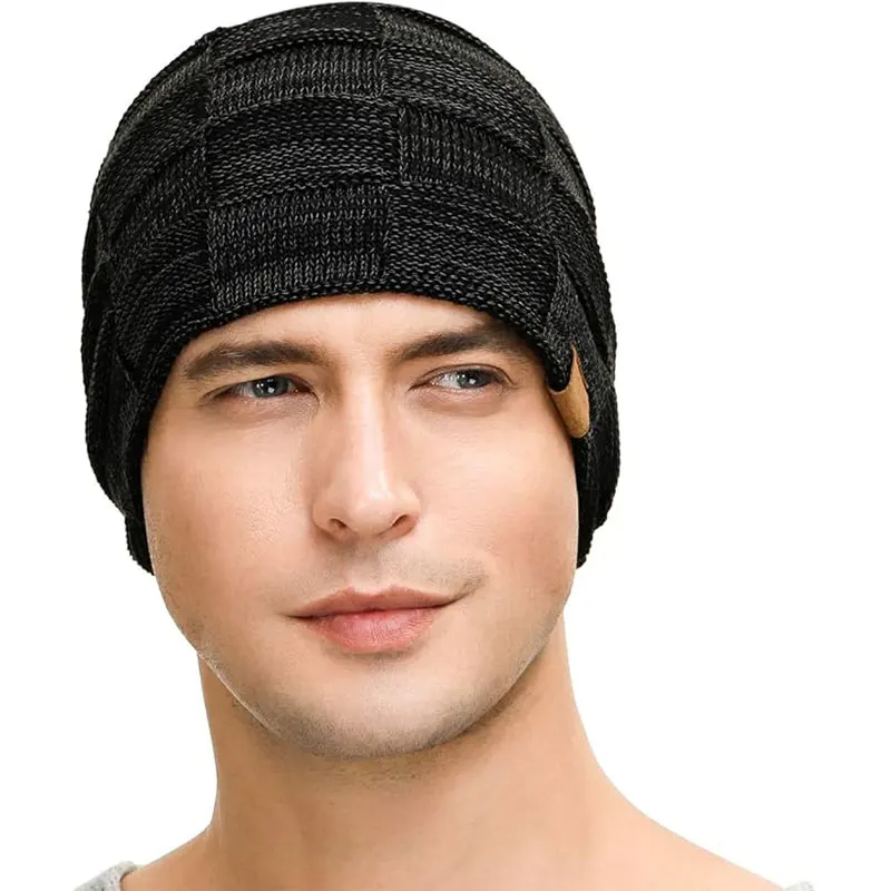 

Slouchy Beanie for Men Winter Hats for Guys Cool Beanies Mens Lined Knit Warm Thick Skully Stocking Binie Hat