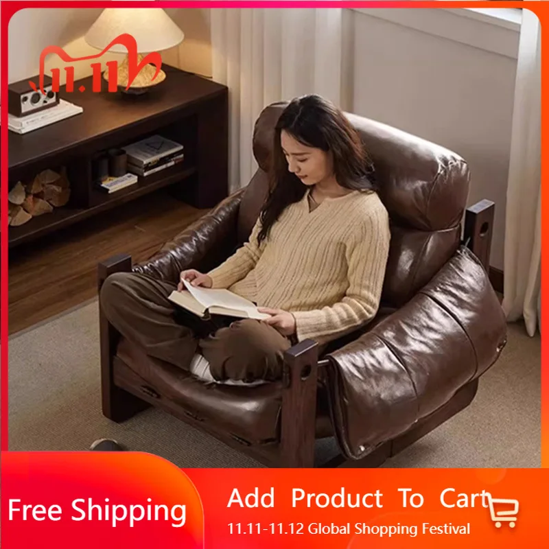 

Leather Designer Living Room Chairs Comfortable Sofa Nordic Accent Living Room Chairs Ergonomic Office Poltrona Home Furniture