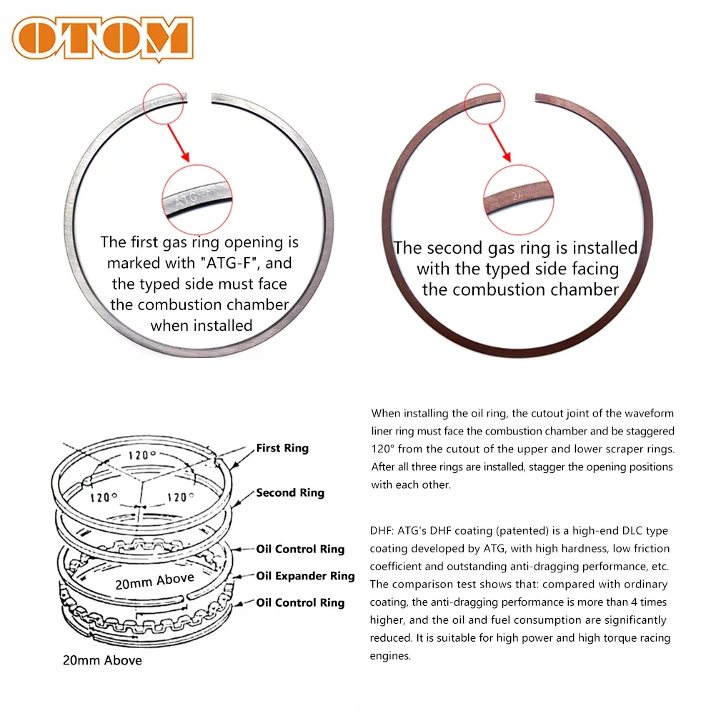 OTOM Motorcycle Air-Cooled Cylinder Set Piston Ring and Gasket Kits For ZONGSHEN ZS172FMM-3A CB250-F Engine 250CC Upgraded 300CC