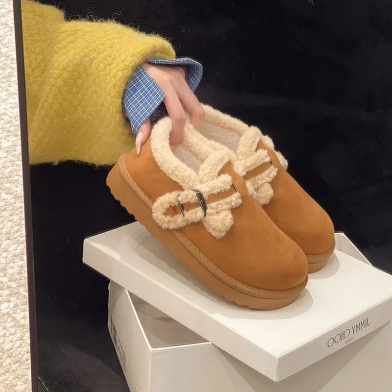 New Fashion Fluffy Platform Slippers for Women 2026 Winter Plush Warm Cotton Shoes Woman Comfort Non Slip Unisex Home Slippers