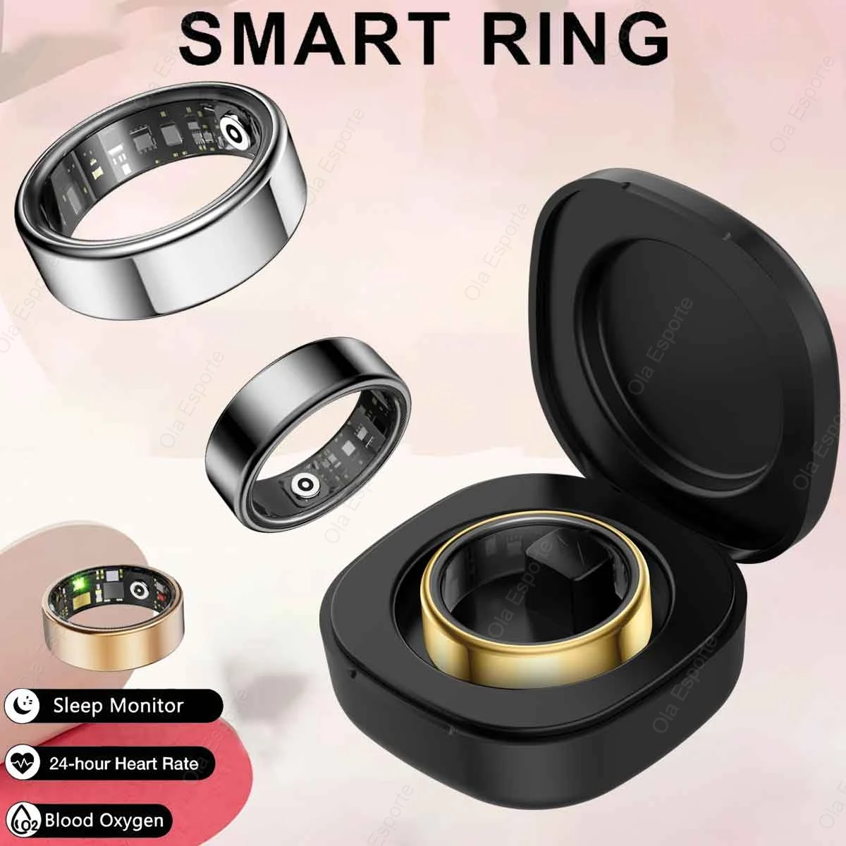 New Smart Ring Men Women, Heart Rate Blood Oxygen Monitor, Cheapest，5ATM Waterproof, Multi-sport Mode Smartring For friends gift