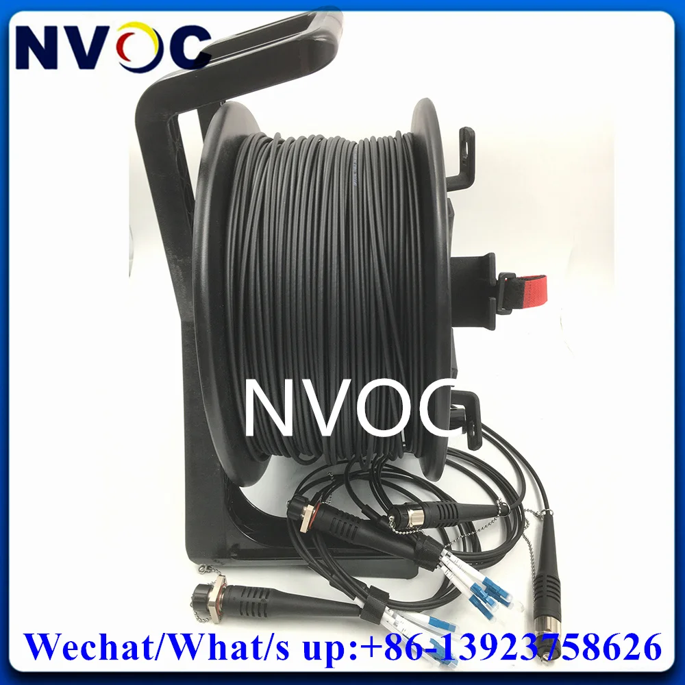 4Core 150M SM G657A1 MM OM3-150 4C ODC Round(Male) 5.0mm Fiber Optic Cable with Protable PCD310 Reel and 2Pcs ODC-LC Connector