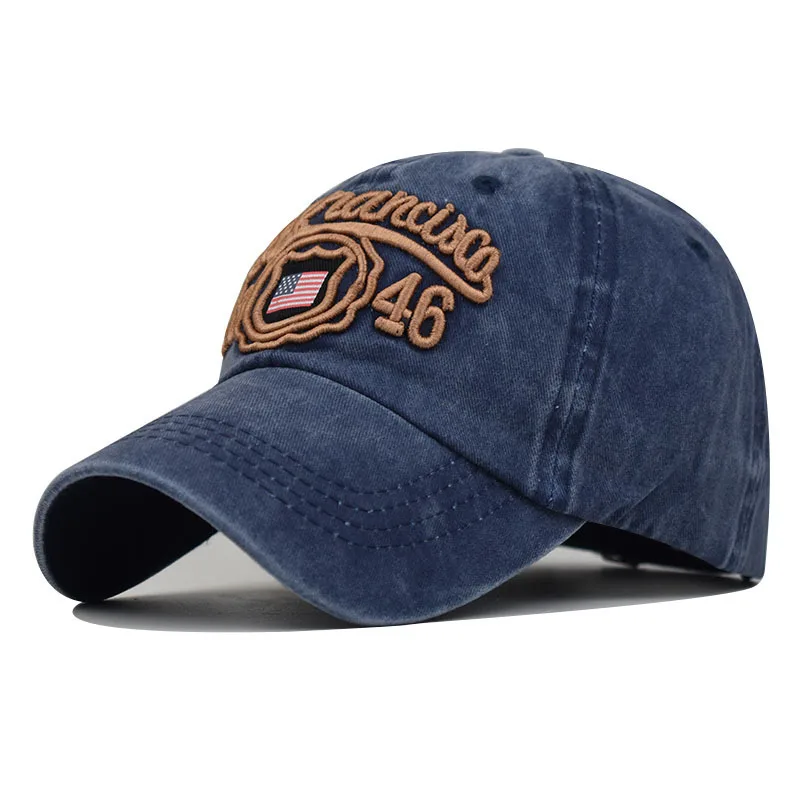 

New Cotton American Flag Vintage Washed Baseball Cap D Embroidery Adjustable Sun Hat