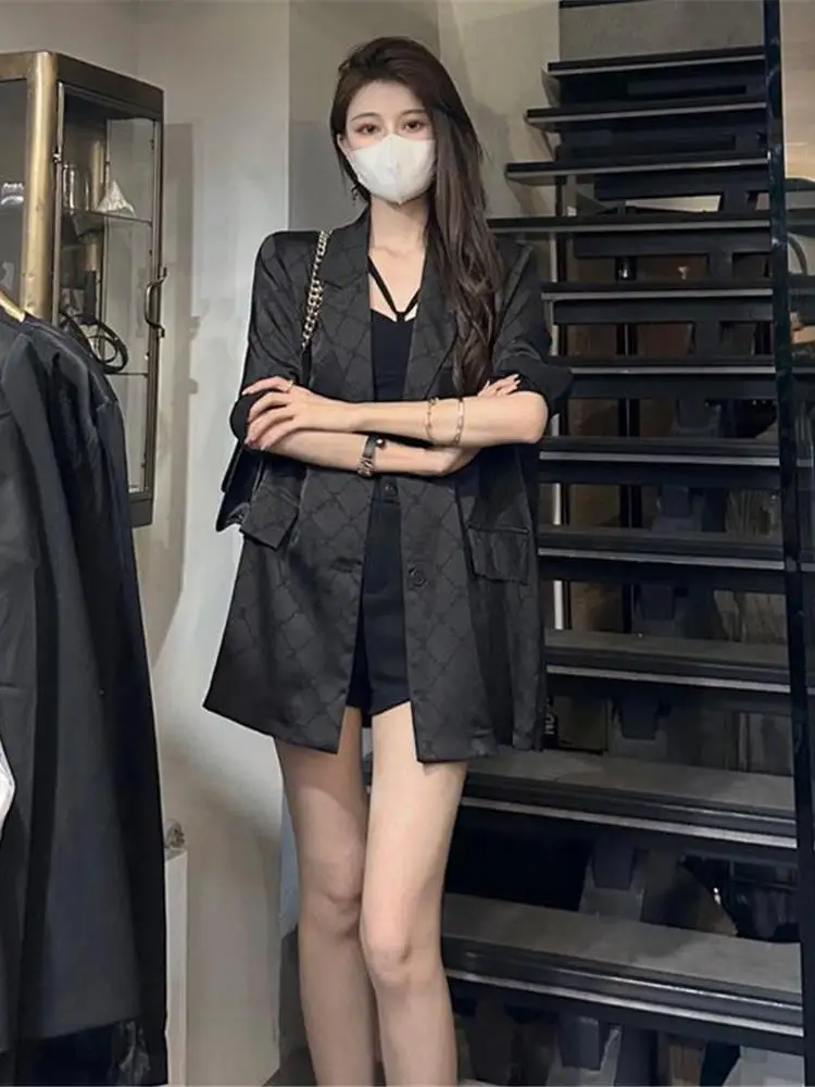 Sommer-Oberbekleidung für Damen, Sonnenschutz, irt Cleanfit Sle Long Sve-Anzugkragen, lockerer, vielseitiger mittellanger Mantel