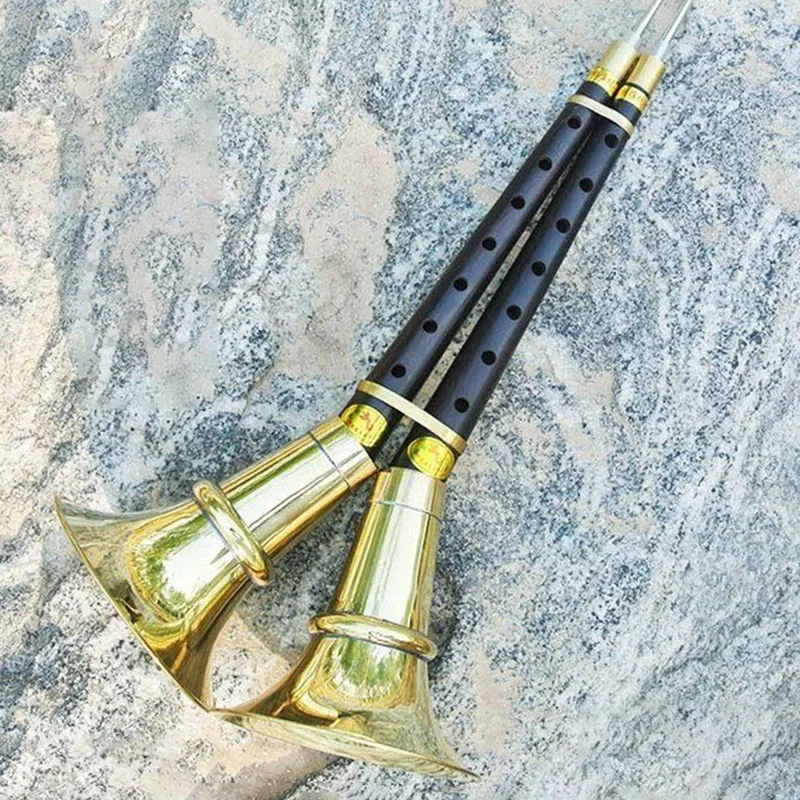 

Handmade Ebony Suona Chinese Folk Average Hole Suonas Traditional Double Speaker Suona Horn Professional Musical Instruments