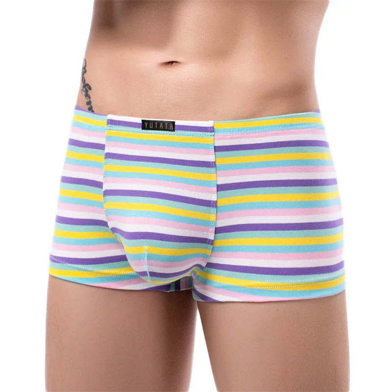 

Men Cotton Boxers Underwear Striped Gay Panties Jockstrap Men's Boxershorts Soft Innerwear Sexy Man Underwear Underpants Bikini