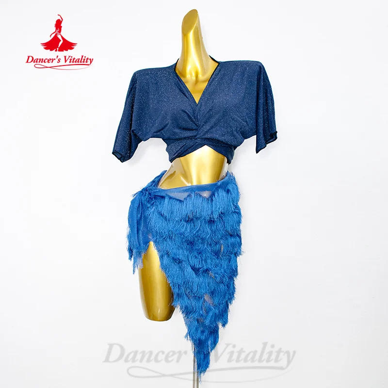 Новый костюм для танца живота, свободный и удобный топ + короткая юбка с кисточками, 2 предмета, женский комплект сексуальной тренировочной одежды для восточных танцев