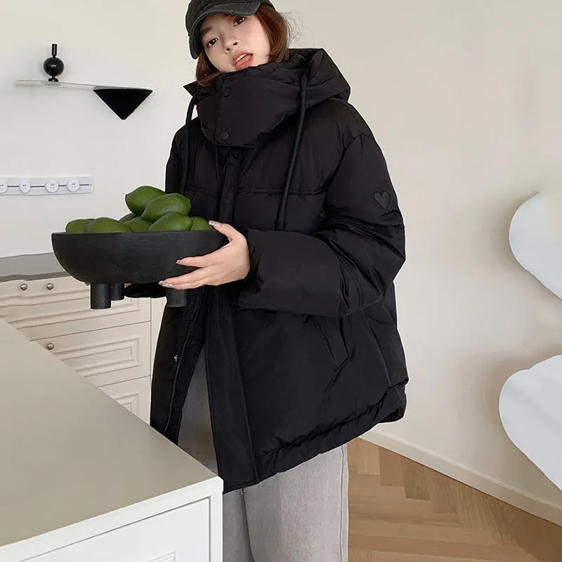 New Women\'s Down Cotton Coat Winter Warm Padded Jacket Design Short Love Cotton Clothes Female Korean Detachable Hooded Parker