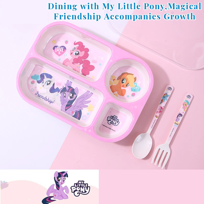 My Little Pony Tableware Set Toddler Feeding Divided Dining Plate Unbreakable Cartoon Spoon Fork Dinner Dishes Gift For Kid view 4