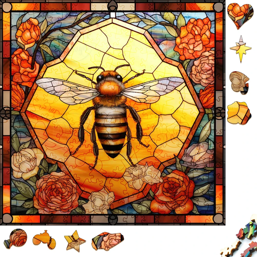 

Mysterious Wooden Puzzle Painted Bee Funny Toy Animal Wood Puzzles Smart Games Shaped Jigsaw Puzzle Best Gift For Kids Education