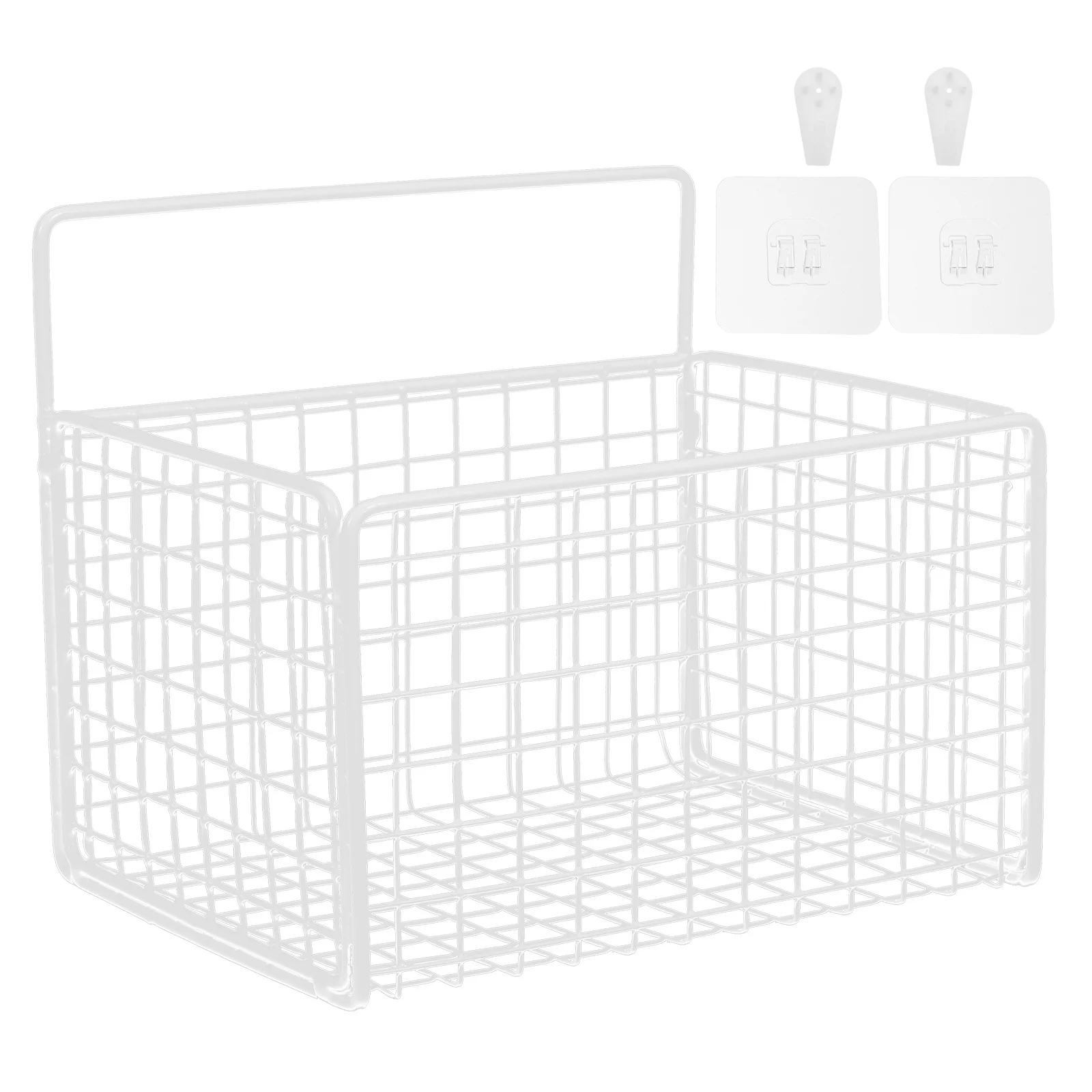

Metal Wall Hanging Basket White Iron Wire Organizer for Kitchen Bathroom Wall Mounted Multipurpose Storage Rack Mesh Hanging