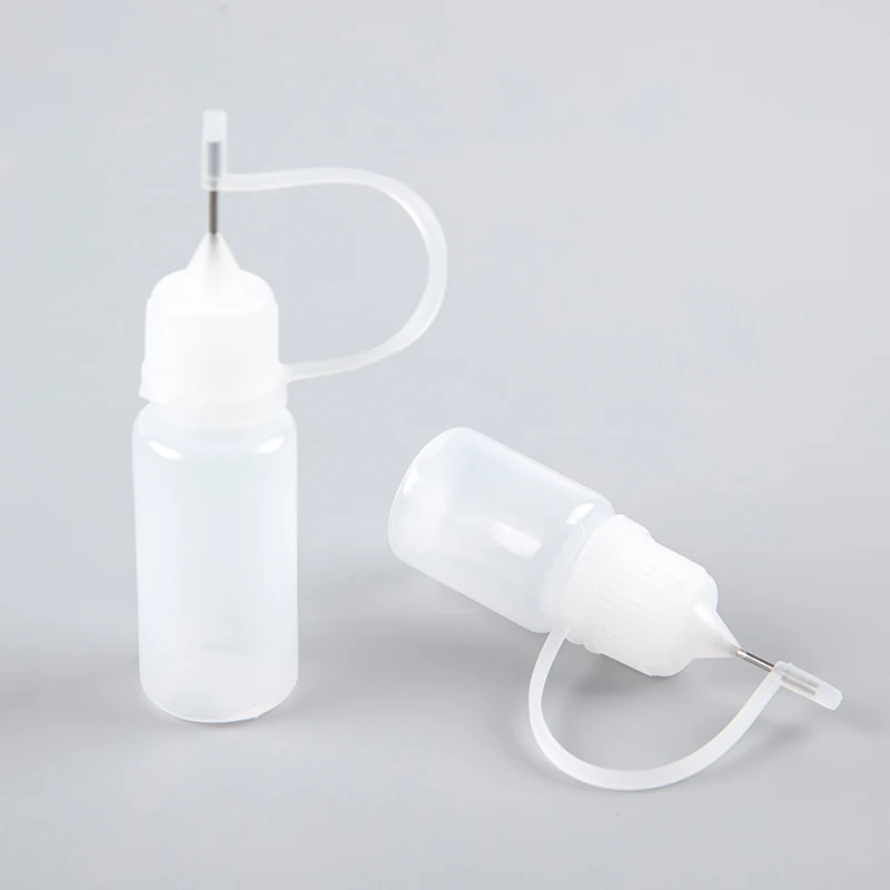 10 Pcs Needle Tip Glue 10ml Applicator Bottle Tube Sub-bottling Pinhole 5ml 10ml PET Refillable Bottle Liquid Dispenser Bottle