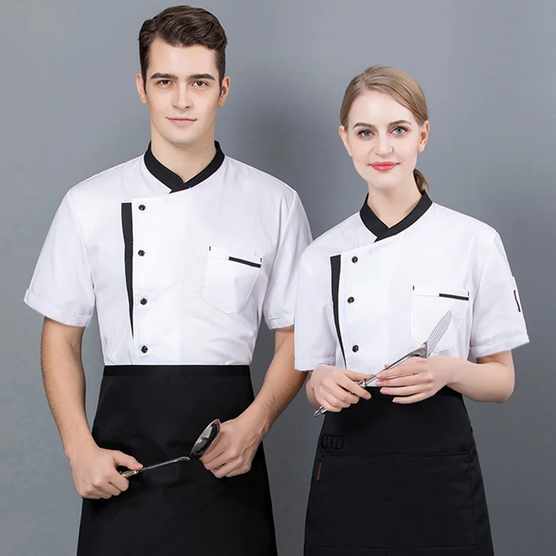 Chef Uniform Kitchen Hotel Cafe Cooking Work Clothes Short Sleeve Shirt Catering Cook Jacket