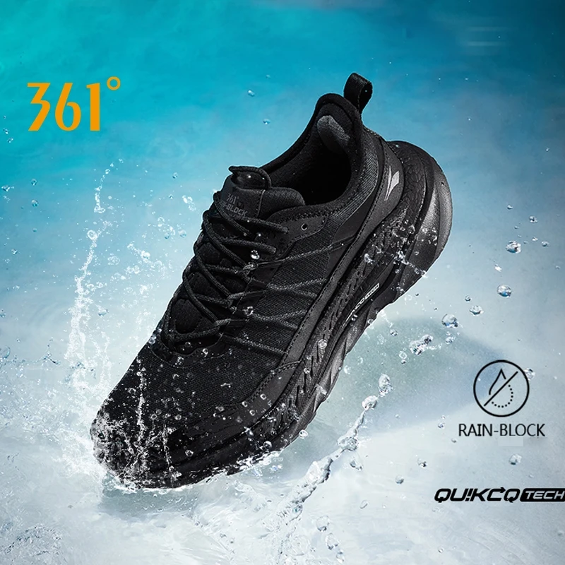 361 Degrees Fierce Rainblock Men Running Shoes Wear-Resistant Shock-Absorbing Leather Breathable Cushioning Sneakers 672342206