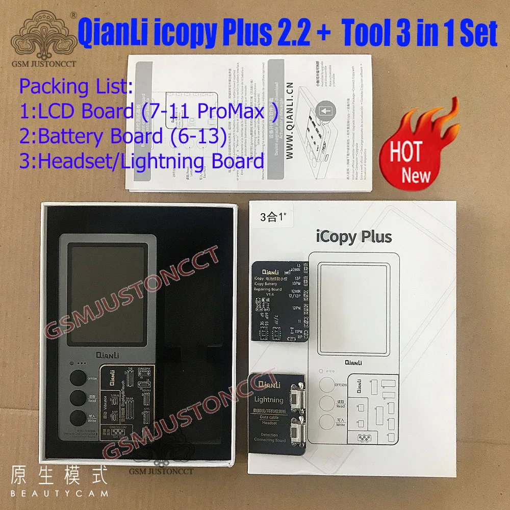 

3 in 1 ICopy Plus 2.2 True Tone Light Sensor Battery Repair 8 X XS MAX XR 11 Pro Max Vibrate Read/Write/Edit Recovery Programmer