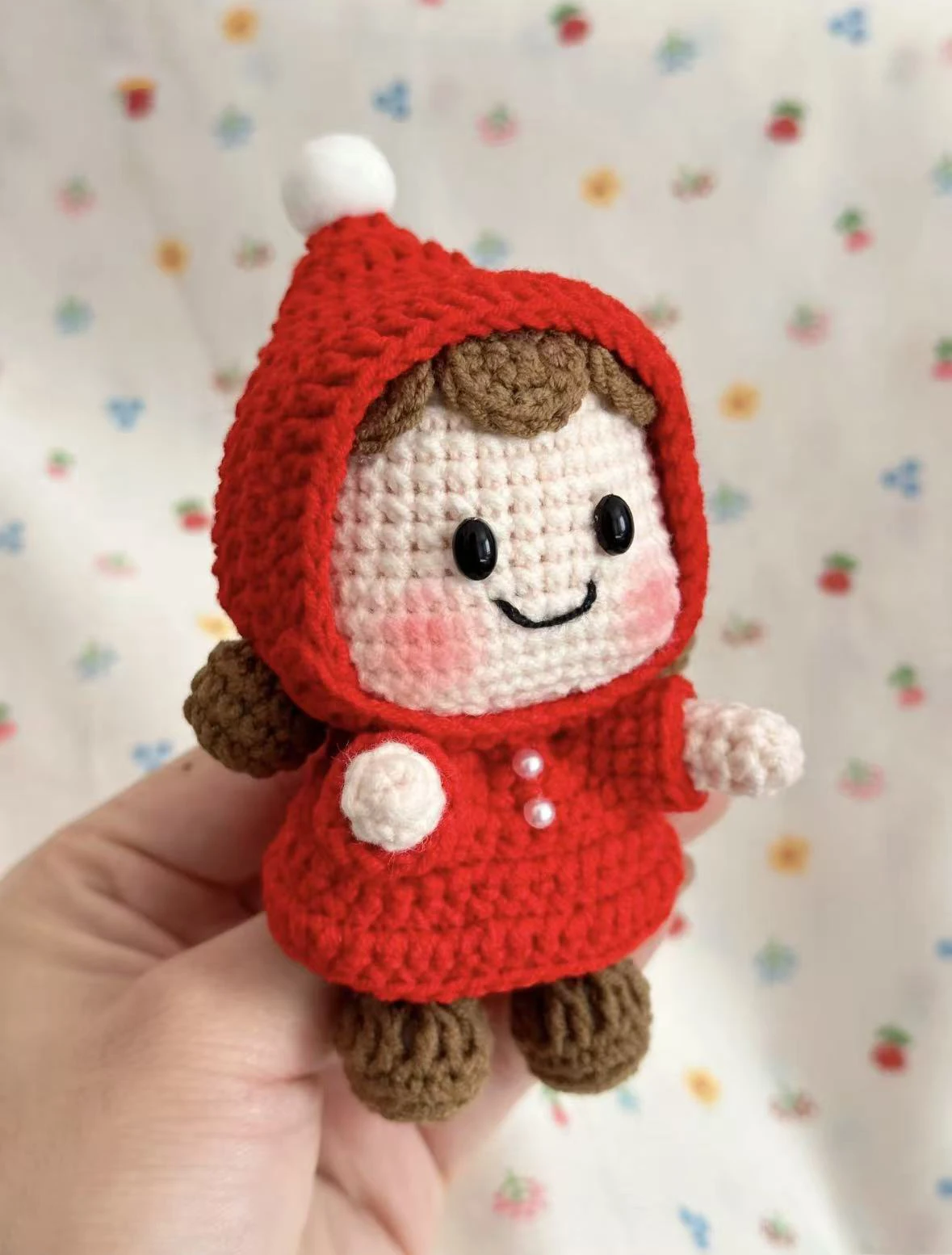 Hand Knitting Yarn DIY Material Kit Little Red Hat Witch Kiki Doll Keychain Gift Crochet Kit for Creative Handmade Crafts