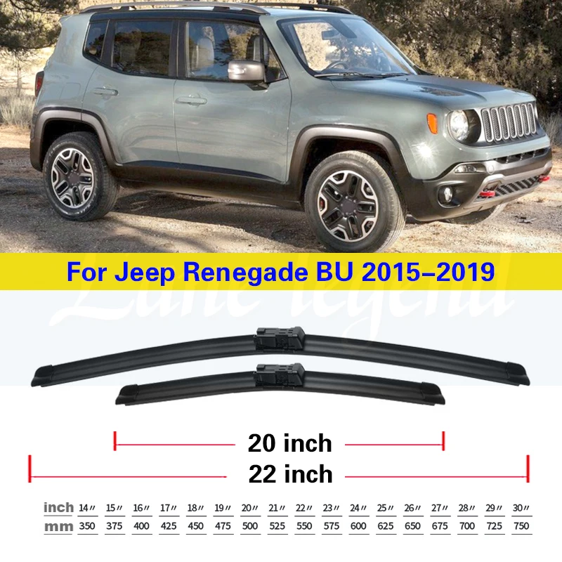 For Jeep Renegade 2015 2016 2017 2018 2019 BU Front Rear Wiper Blades Windshield Brushes Windscreen Window Car Accessories