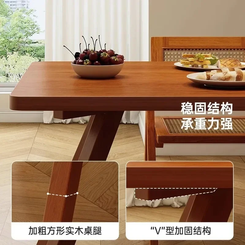 Household small dining table all solid wood whale leg large board table antique living room island dining table