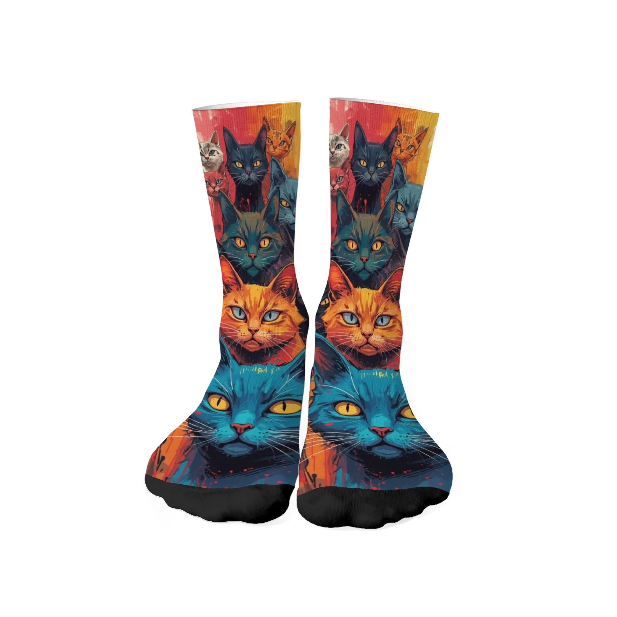 

Novel and Funny Cat Print Men's Socks Skin-friendly Comfortable and Soft Breathable Socks Quirky Retro Harajuku Hip-hop Socks