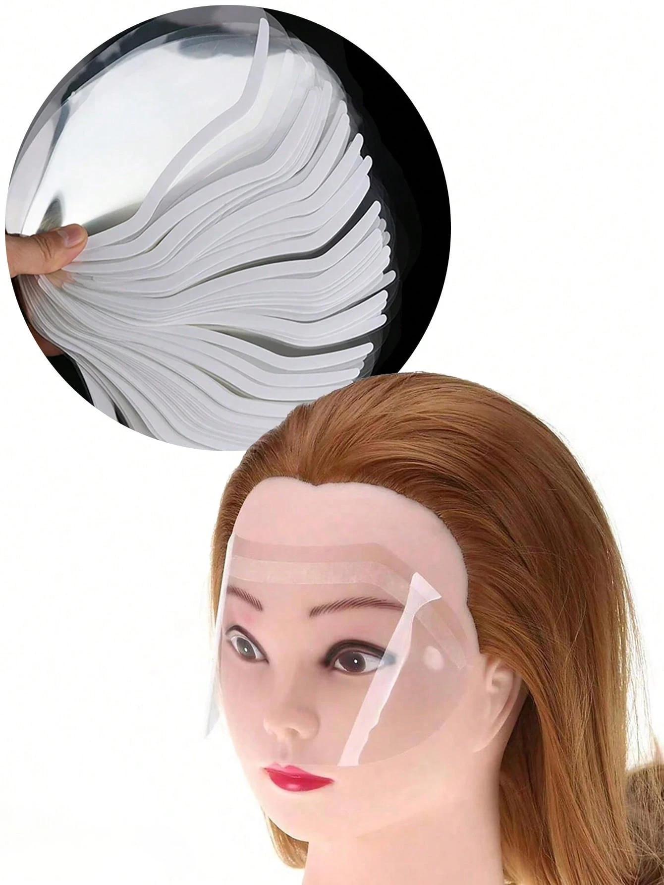 Pet Supplies Application - 50枚入り使い捨てヘアサロン保護フェイスシールド、透明な目元保護、前髪のトリミングやヘアスプレーの塗布に適しています、防水フェイスシールド、マイクロニードル刺繍やメイクアップに適しています、プロの美容師用品