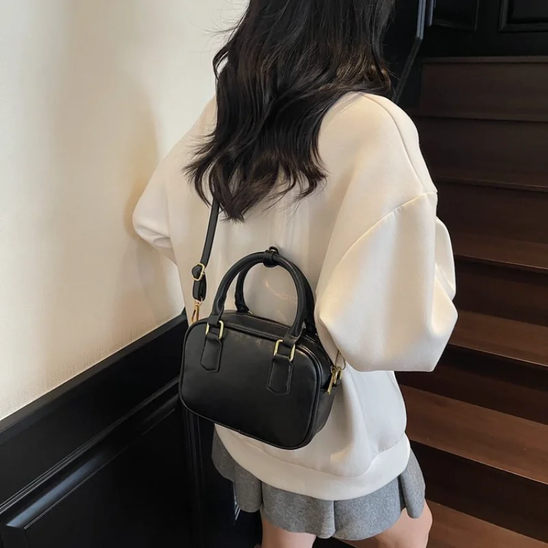

Women's Vintage Mini Boston Bag with Top Handle & Crossbody Strap for Daily Casual Streetwear Weekend Travel Errands & Daily Use