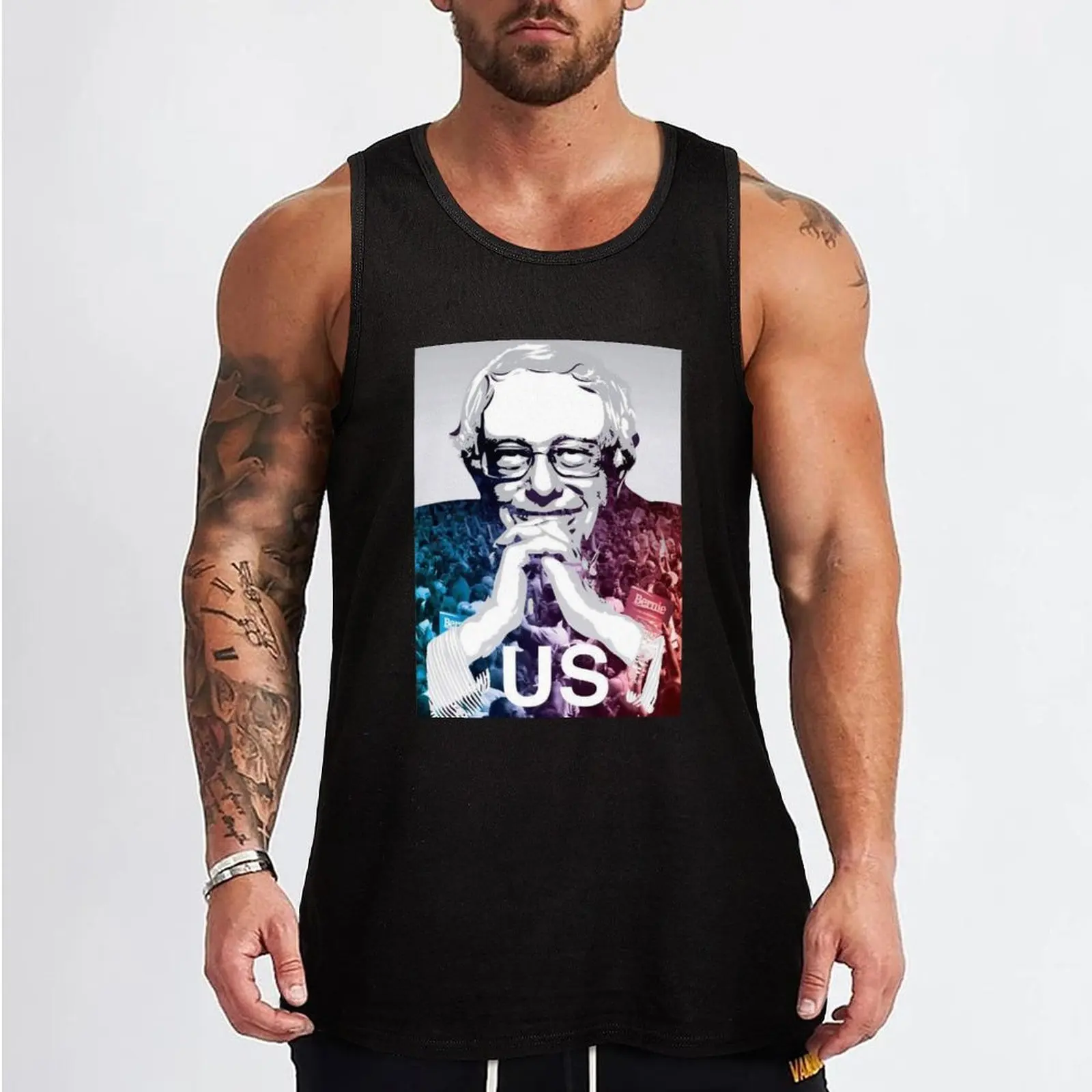 US - Bernie Sanders Art Tank Top Men's gym t-shirt new in tops & t-shirt Bodybuilding shirt Sports clothing