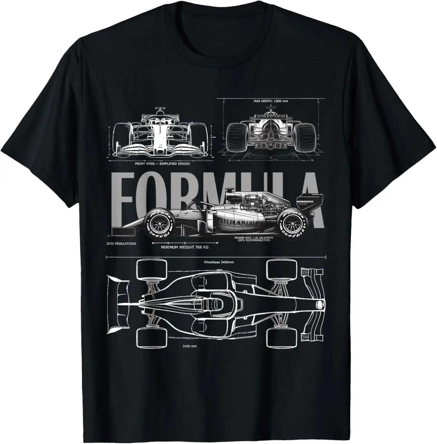 

Silhouette Blueprint Racing Car 2026 Size T-Shirt