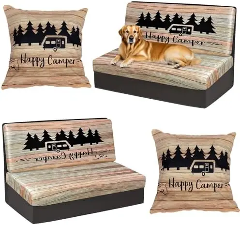 

Комплект из 6 чехлов для сидений RV Dinette - эластичные, моющиеся чехлы для скамьи кемпера с наволочками (коричневые)