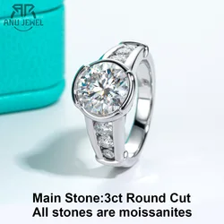 AnuJewel 3ct Round Cut D Color Moissanite Engagement Rings 18K Gold Plated Luxury Wedding Band Ring Jewelry Women&Men Wholesale